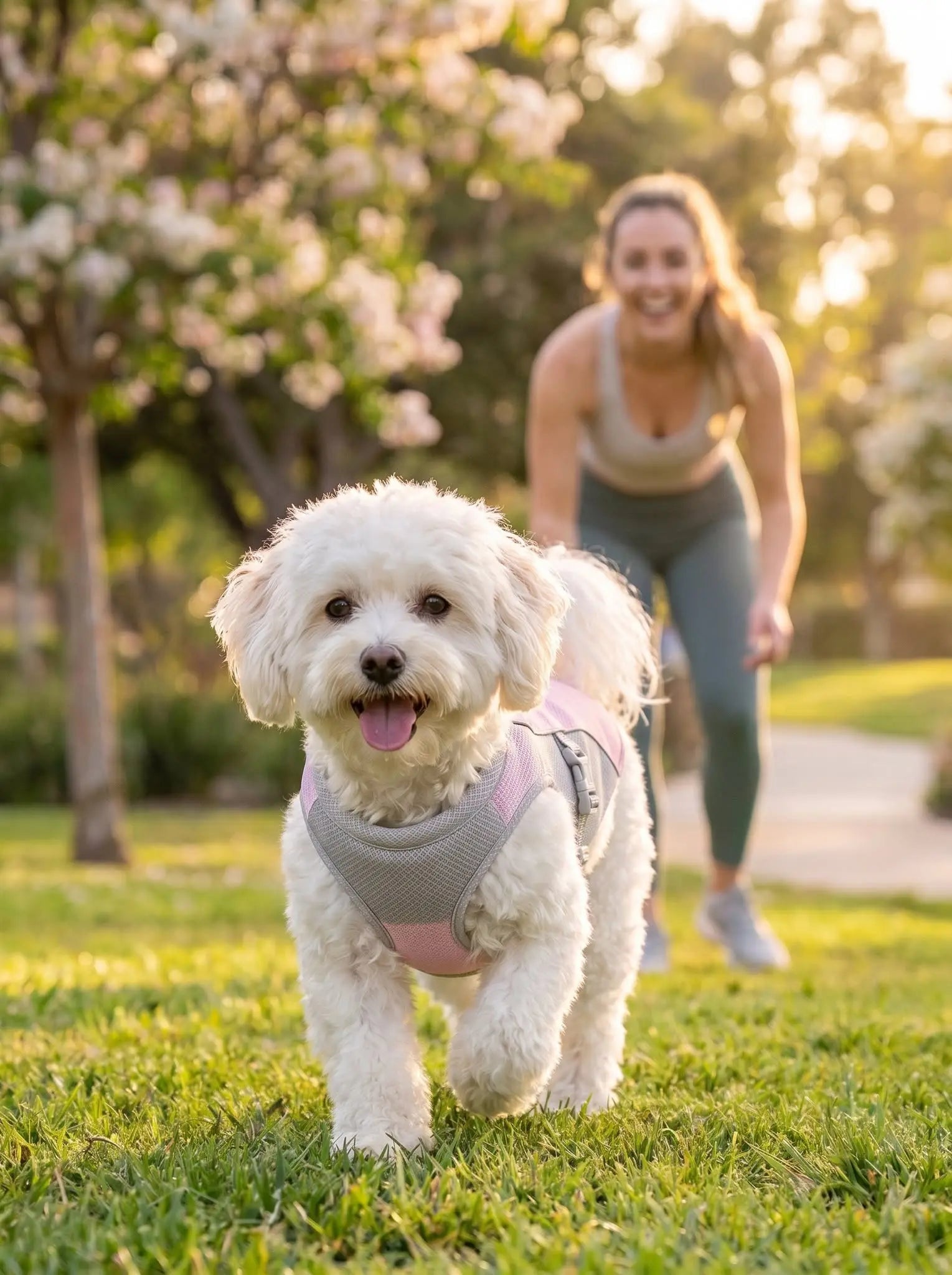 Golden Retriever wearing a lightweight dog cooling vest during summer