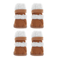brown fleece-lined winter dog boots with strap, set of four